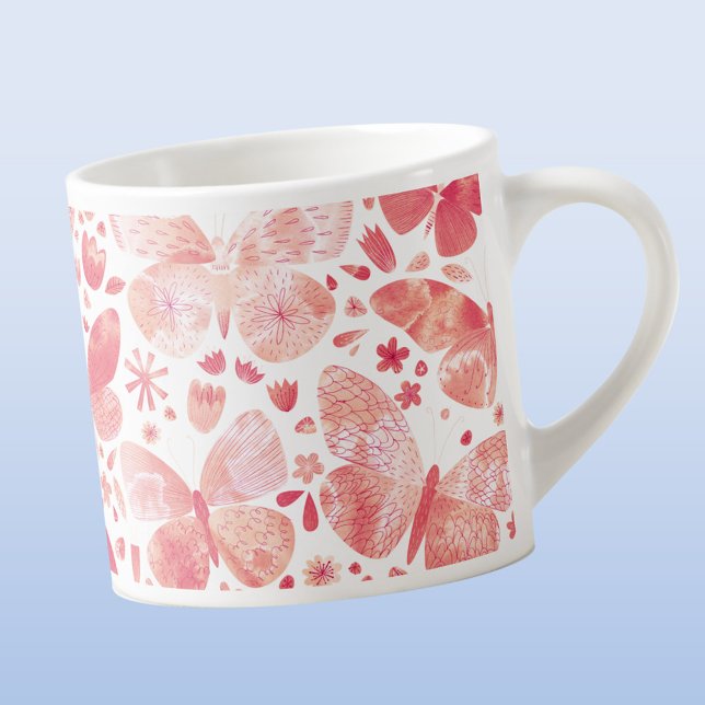 Schmetterlinge Wasserfarbenkoralle Pink Keepake Espressotasse (Pink watercolor butterfly espresso mug)
