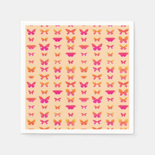 Schmetterlinge, weich orange, Korallenrosa, Gold Serviette