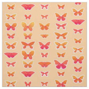Schmetterlinge, weich orange, Korallenrosa, Gold Stoff