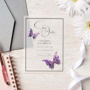 SchmetterlingJuwel lila Silber Save the Date