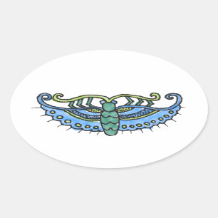 Schmetterlings-Blau Ovaler Aufkleber