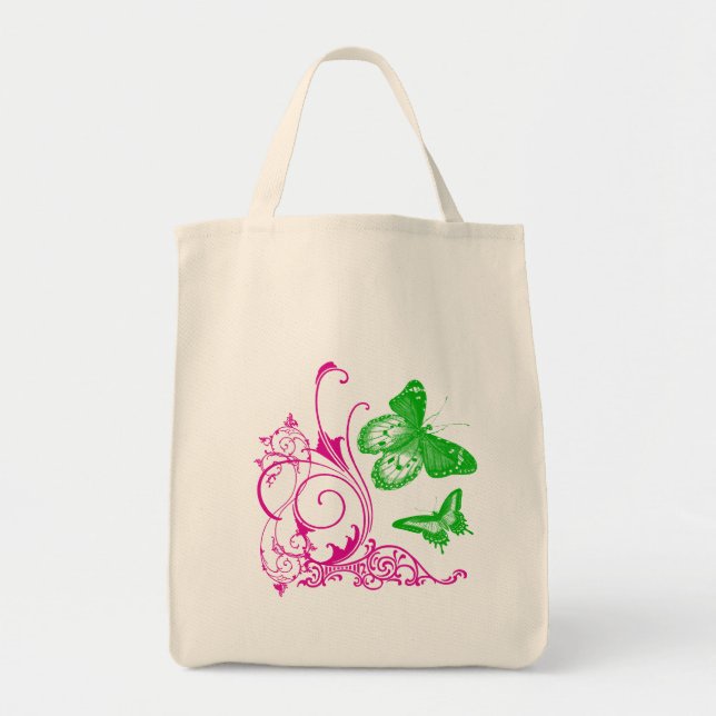 Schmetterlings-blaue Bio Taschen-Tasche Tragetasche (Vorne)