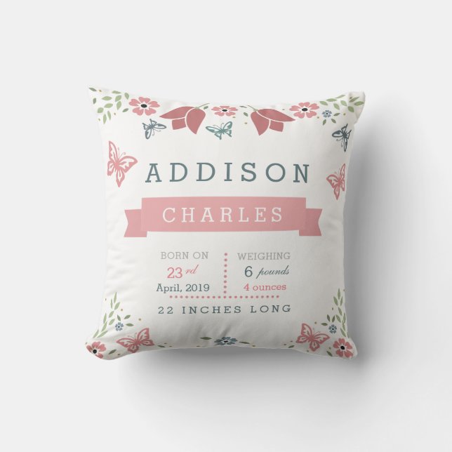 Schmetterlings-Blumengarten-Baby-Notfall-Kissen Kissen (Vorderseite)