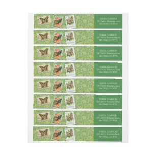 Schmetterlings-Briefmarken umhüllen Adressetikette