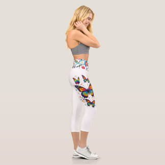Schmetterlings-Capri-Leggings mit hoher Taille Capri Leggings