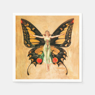 Schmetterlings-Fliegerin-Illustration Serviette