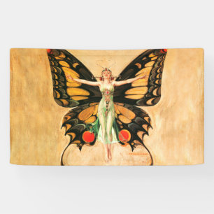 Schmetterlings-Frau-Illustration im Stil der Flapp Banner