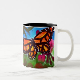 Schmetterlings-Garten-Tasse 11oz (Weiß/Schwarzes) Zweifarbige Tasse