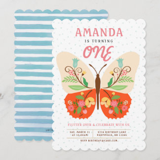 Schmetterlings-Geburtstags-Einladung Einladung
