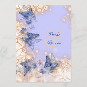 Schmetterlings Hochzeit blau elfenbein Einladung