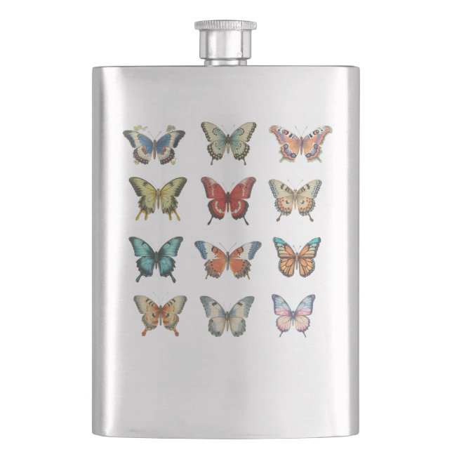 Schmetterlings-Klassik-Flasche | Geschenk für Sie Flachmann (Vorderseite)