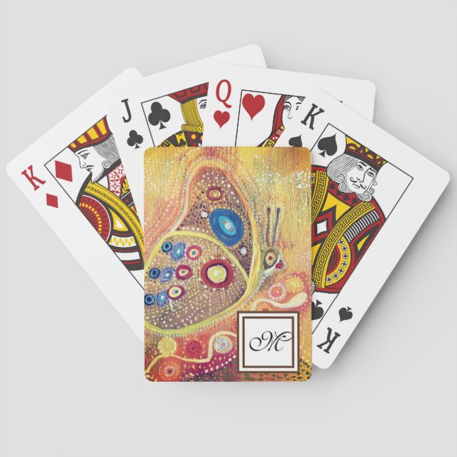 Schmetterlings-Kunst-Monogramm-Spielkarten Spielkarten (Rückseite)