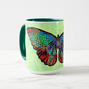 Schmetterlings-Kunst-Tasse im Vintage-Stil Tasse