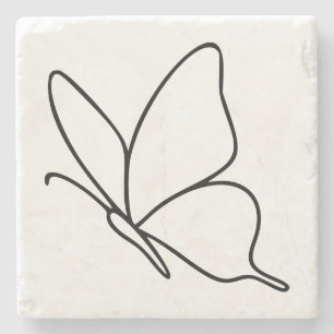 Schmetterlings-Linienkunst – Insekten-Illustration Steinuntersetzer