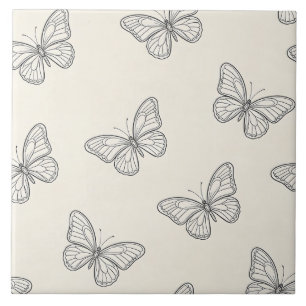 Schmetterlings-Linienkunst-Muster Fliese