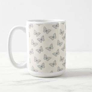Schmetterlings-Linienkunst-Muster Kaffeetasse