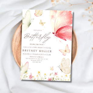 Schmetterlings-Mädchen-Baby-Party Pink Boho-Garten Einladung