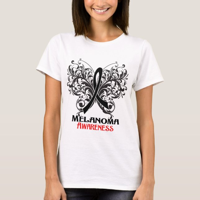 Schmetterlings-Melanom-Bewusstsein T-Shirt (Vorderseite)