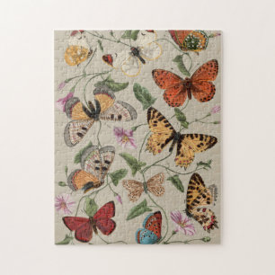 Schmetterlings-Motte-Natur-Kollektion-Zeichnung Puzzle