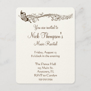 Schmetterlings-Musik-Erwägungsgrunden-Einladung Einladung