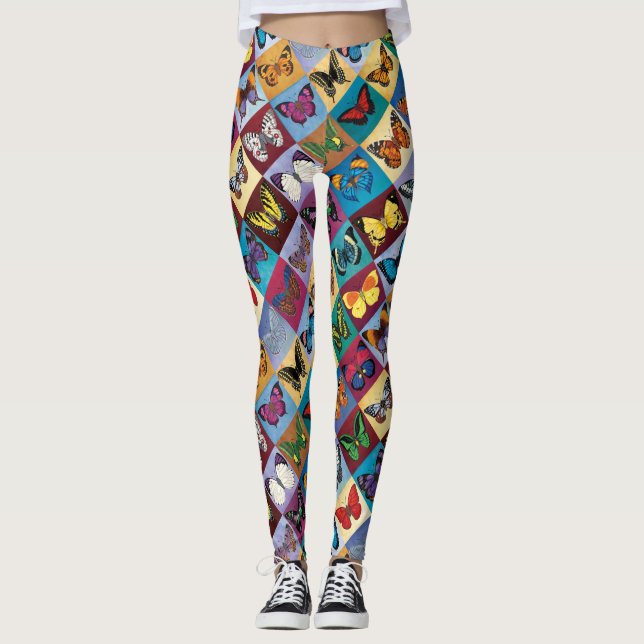 Schmetterlings-Patchwork Leggings (Vorderseite)