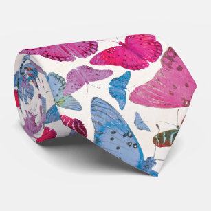 Schmetterlings-rosa blaues lila Muster Krawatte