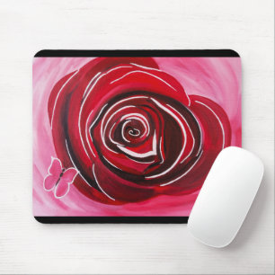 Schmetterlings-Rosen-Malerei von Alfred Fox Mousepad