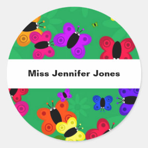 Schmetterlings-Schwarm Runder Aufkleber