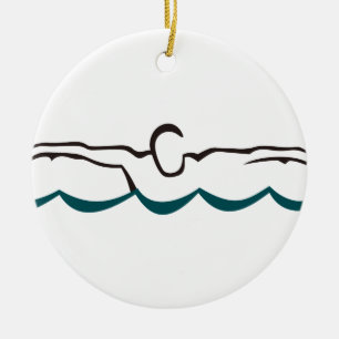 Schmetterlings-Schwimmer Keramik Ornament