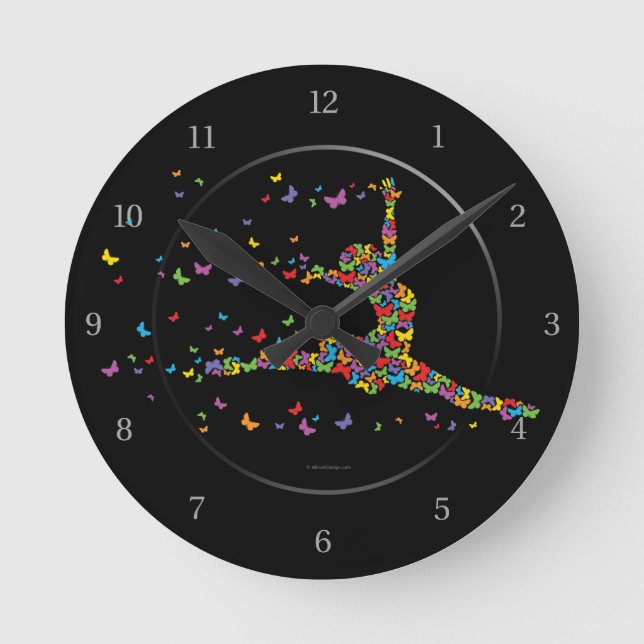Schmetterlings-Tänzer Runde Wanduhr (Vorderseite)