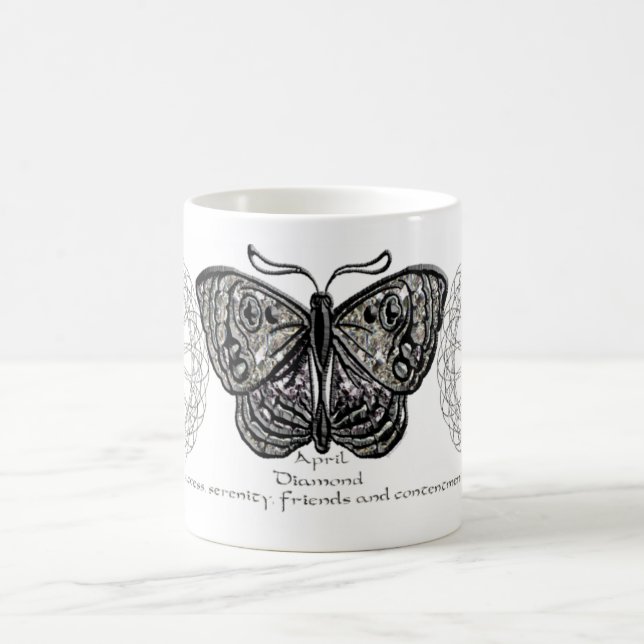Schmetterlings-Tasse Aprils Birthstone Kaffeetasse (Mittel)