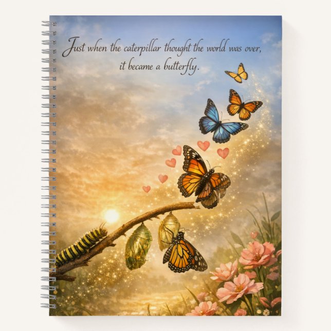 Schmetterlings-Transformation Inspirierender Hoffn Notizbuch (Vorderseite)