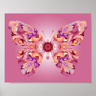Schmetterlings-Träume drucken Rosa und Orange Poster