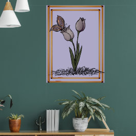 Schmetterlings-Tulpen-Druck, Poster