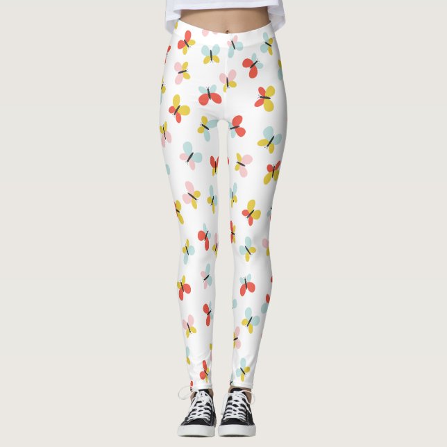 Schmetterlings- und Blumendesign  Leggings (Vorderseite)