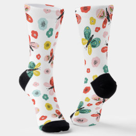 Schmetterlings- und Blumenmuster  Socken