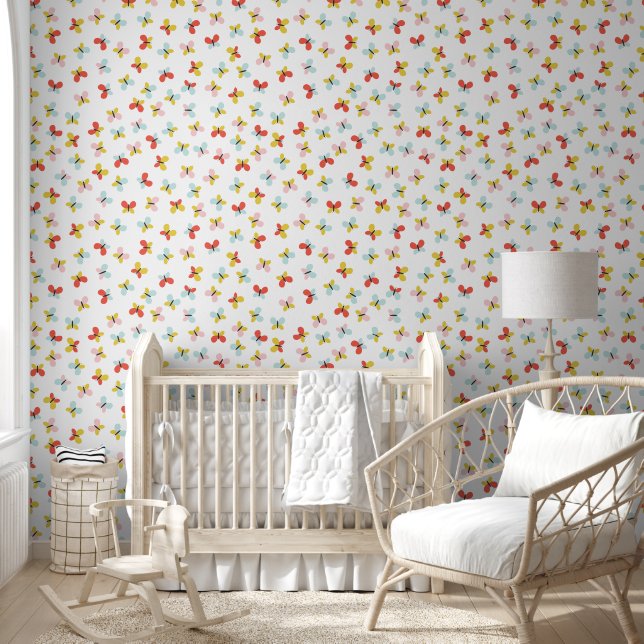 Schmetterlings- und Blumenmuster  Tapete (Kinder)