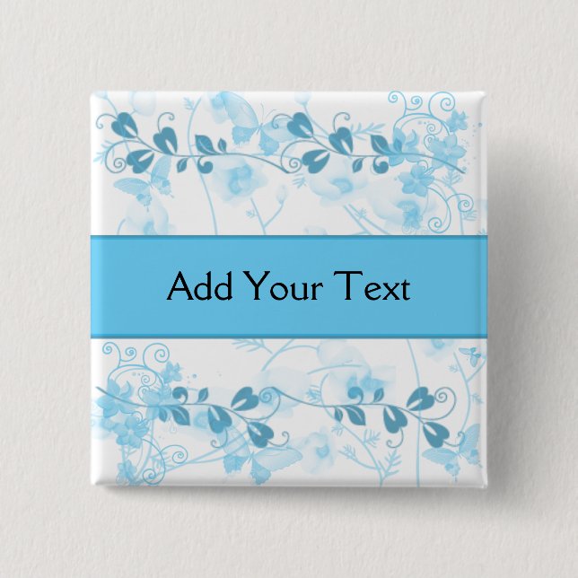 Schmetterlings-Visionen im Blau Button (Vorderseite)