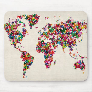 Schmetterlings-Weltkarte Mousepad