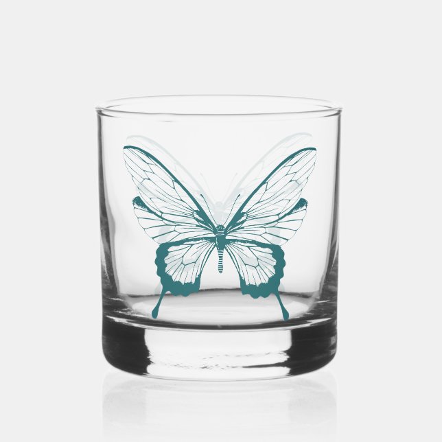 Schmetterlings-Whiskyglas Whiskyglas (Vorderseite)