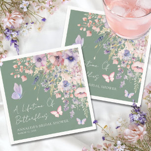 Schmetterlings-Wildblumen-Brautjungfernparty Serviette