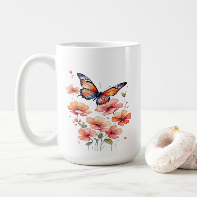 Schmetterlingsausbrecher Kaffeetasse (Mit Donut)