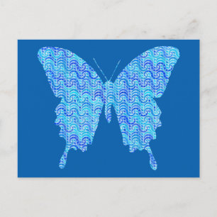 Schmetterlingsbild, abstraktes Muster, blaue Farbt Postkarte