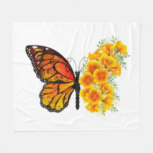 Schmetterlingsblume mit gelbem Kalifornischen Mohn Fleecedecke
