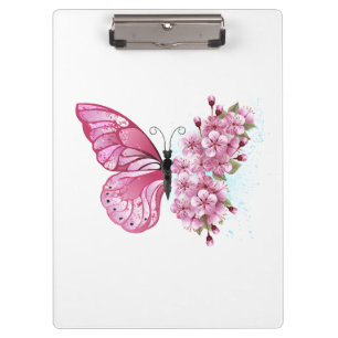 Schmetterlingsblume mit rosa Sakura Klemmbrett