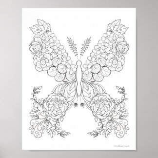 Schmetterlingsblumen #10 Detaillierte Färbung Poster