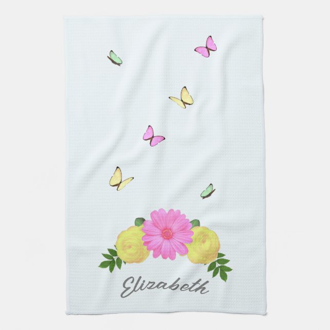 Schmetterlingsblumen Geschirrtuch (Vertikal)