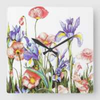 Schmetterlingsblumen & Mohnblumen Aquarell Blumen