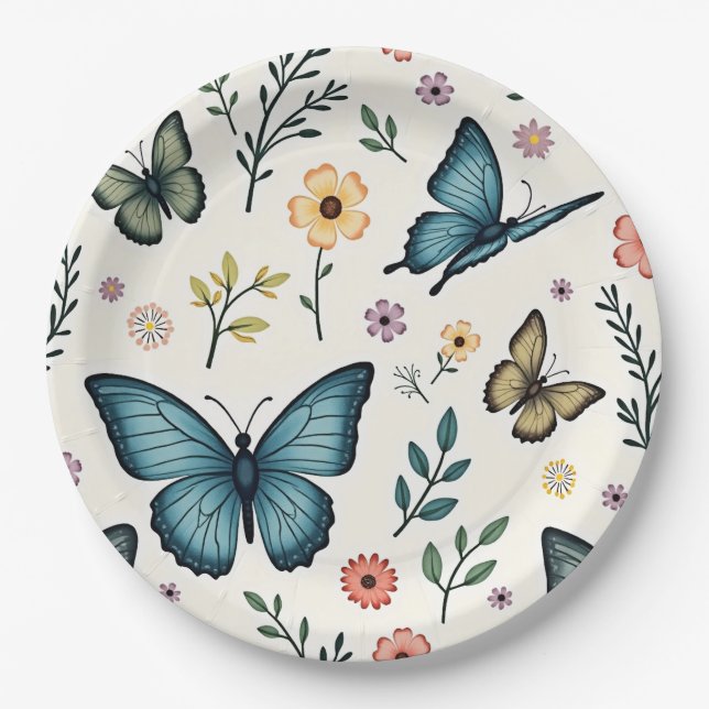 Schmetterlingsblumen Pappteller (Vorderseite)