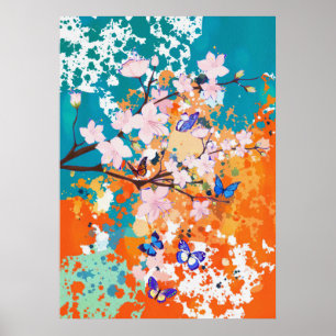 Schmetterlingsblüten und Schmetterlinge Poster